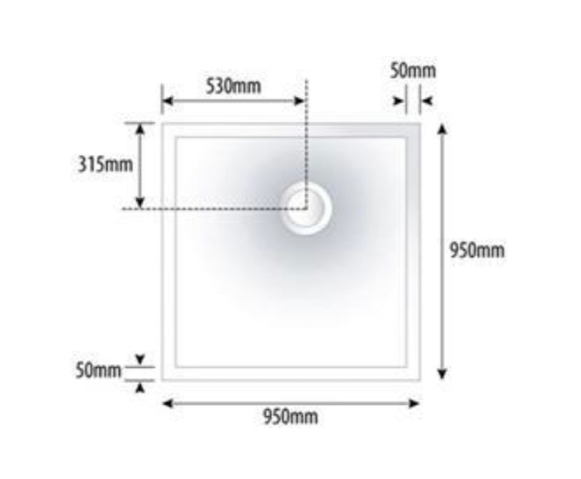 950 x 950 Dog Shower Tray- Tileable with Thermostatic Shower Set and Waste