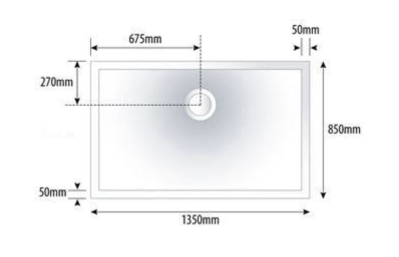 1350 x 850 Shower Tray with Thermostatic Shower Set and White Waste