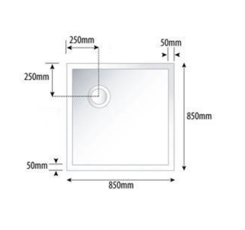 850 x 850 Shower Tray with Thermostatic Shower Set and White Waste