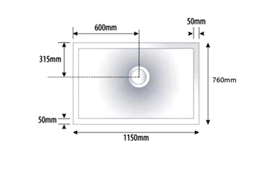 1150 x 760 Shower Tray with Thermostatic Shower Set and White Waste